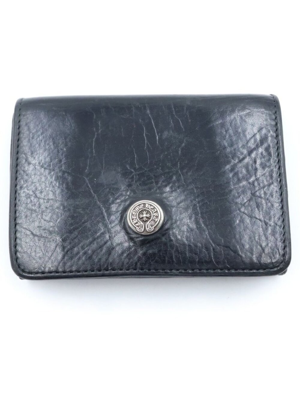 Chrome Hearts Open Wound Trifold Wallet Leather Black